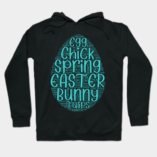 Cute Teal Easter Words Egg Hoodie